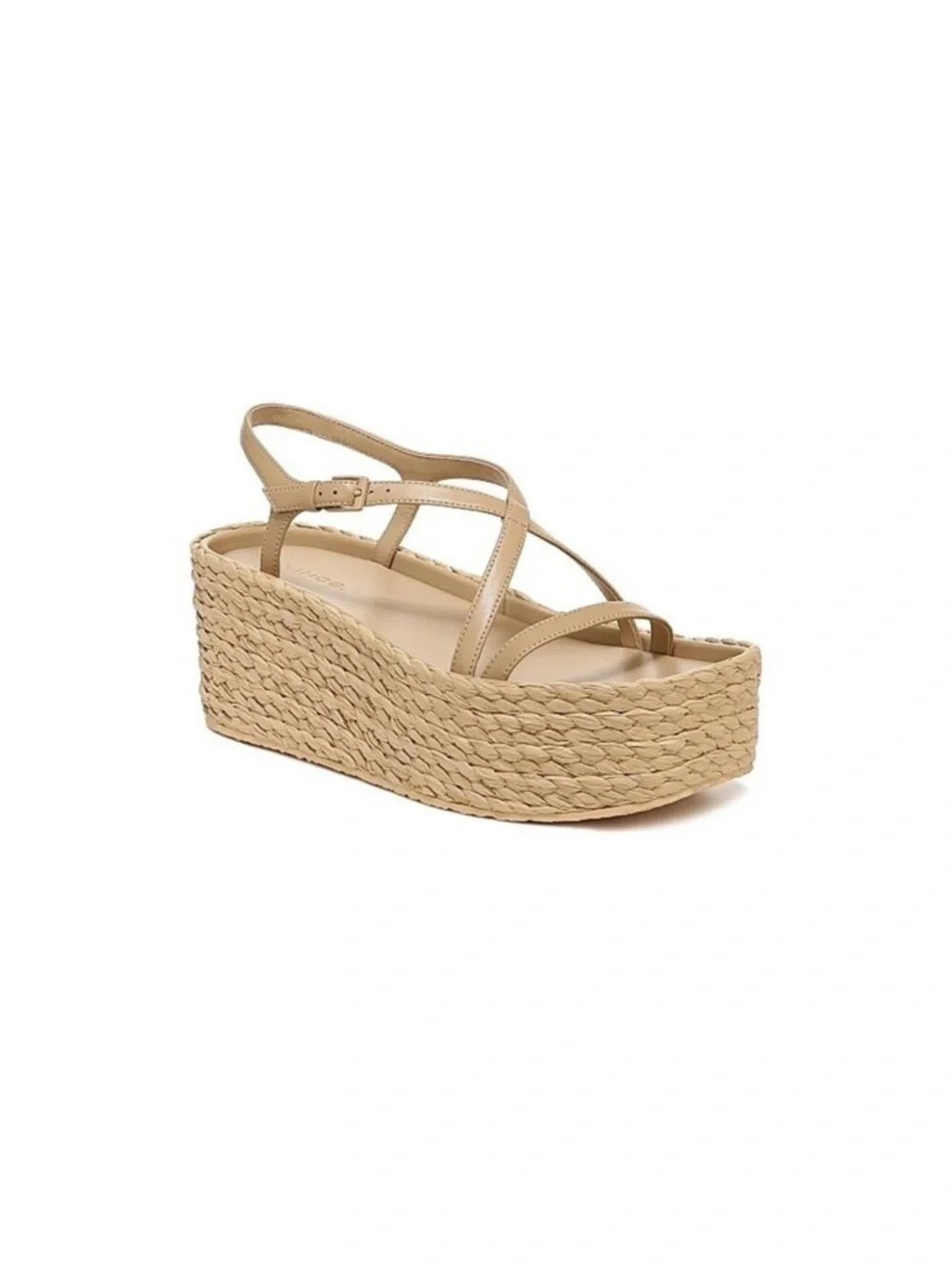 Vince leather platform wedges raffia sandals